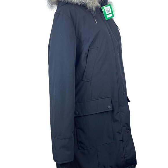 Andrew Marc Women's Black Coat With Faux Fur Hoodie Size XL - New - Picture 2 of 12